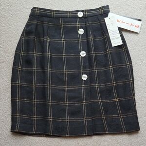 Giorgio Sant Angelo Black Plaid Mini Skirt w/ Button Accents Sz 4